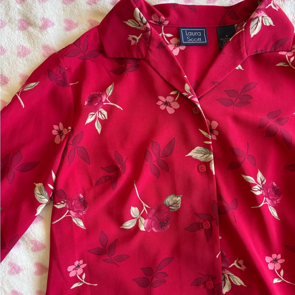 Laura Scott Vibrant Pink Floral Top